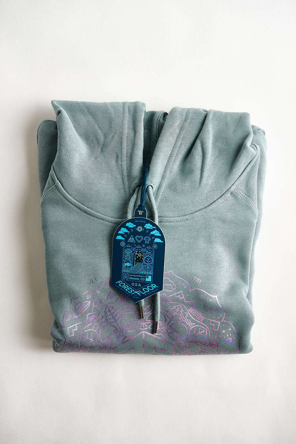 Holographic / Iridescent Foil FOREST FLOOR Mandala Logo™ on 100% Premium French Terry Cotton Hood