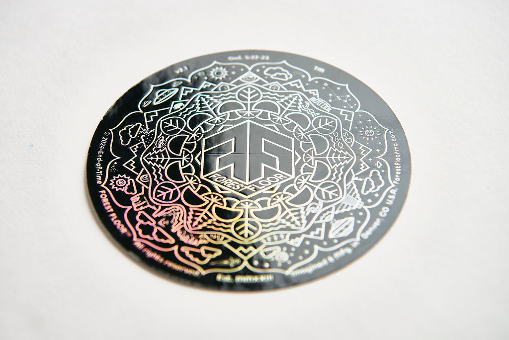 (52) Stickers Set, FOREST FLOOR Mandala Logo™, Pack of Fifty-Two Round Psychedelic Decals