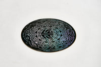 (1) Holographic Sticker FOREST FLOOR Mandala Logo™ v2.1 with Black Background, One 3.75" Round Iridescent Holo Decal