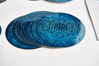 (52) Stickers Set, FOREST FLOOR Mandala Logo™, Pack of Fifty-Two Round Psychedelic Decals