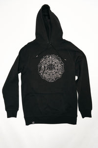 Holographic / Iridescent Foil FOREST FLOOR Mandala Logo™ on 100% Premium French Terry Cotton Hood