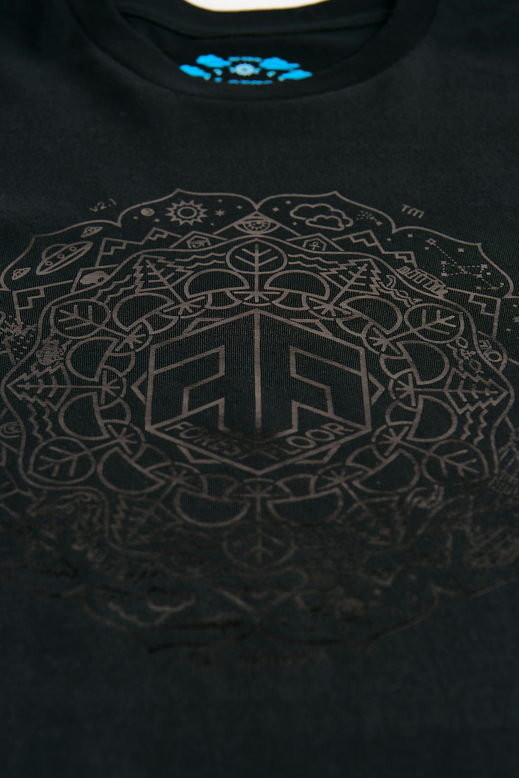 Holographic / Iridescent Foil FOREST FLOOR Mandala Logo™ on 100% Cotton Premium T-Shirt