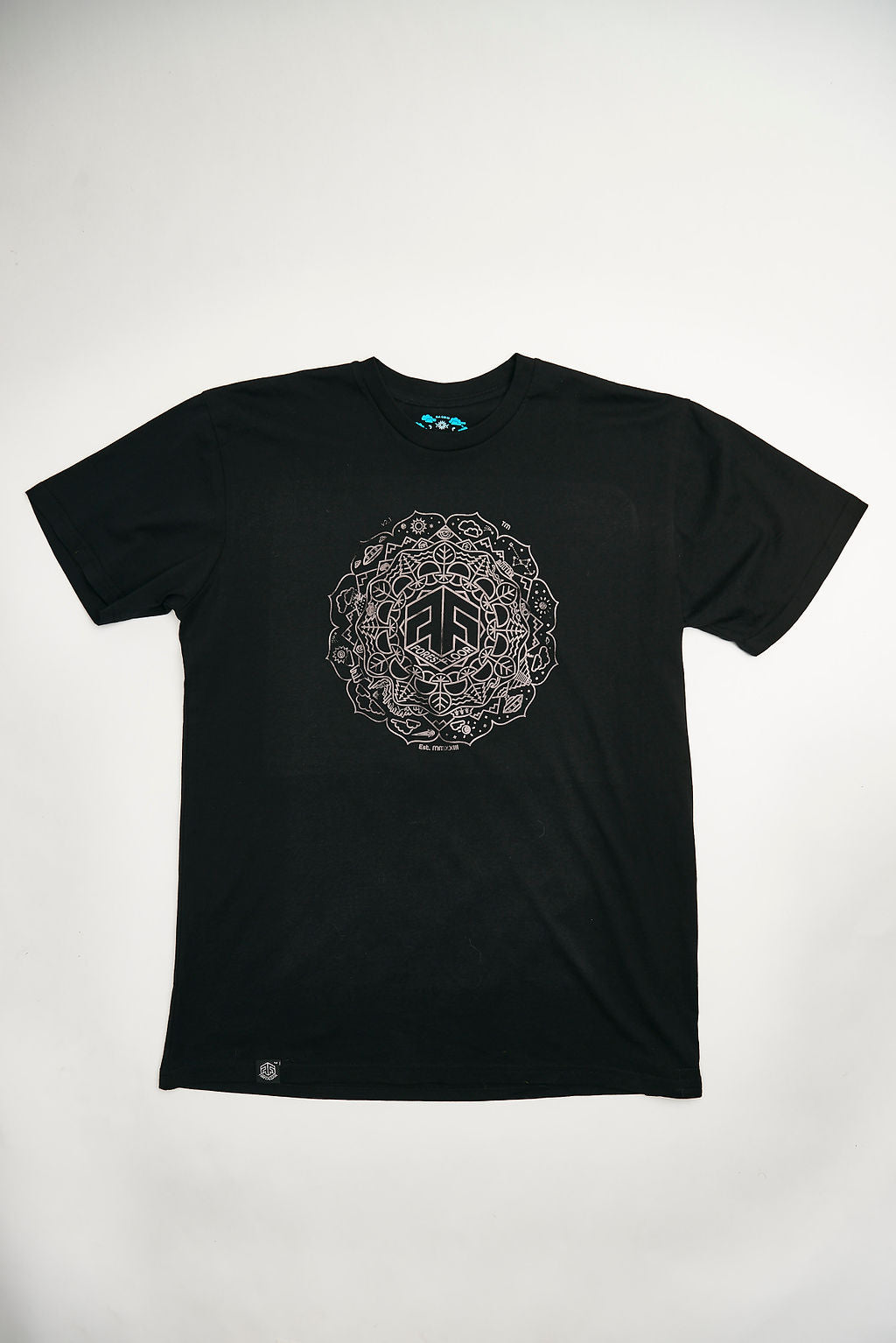 Holographic / Iridescent Foil FOREST FLOOR Mandala Logo™ on 100% Cotton Premium T-Shirt