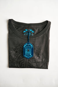 Holographic / Iridescent Foil FOREST FLOOR Mandala Logo™ on Woman’s 100% Cotton Premium Crop Top Tee