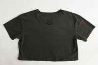 Holographic / Iridescent Foil FOREST FLOOR Mandala Logo™ on Woman’s 100% Cotton Premium Crop Top Tee