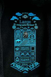 Holographic / Iridescent Foil FOREST FLOOR Mandala Logo™ on 100% Premium French Terry Cotton Hood