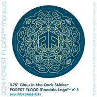 (1) Glow-in-the-Dark Sticker FOREST FLOOR Mandala Logo™ v1.3, One 3.75" Round Decal