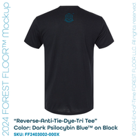 "Reverse-Anti-Tie-Dye-Tri Tee" Psilocybin Blue™ FOREST FLOOR Mandala Logo™ on Triblend T-Shirt