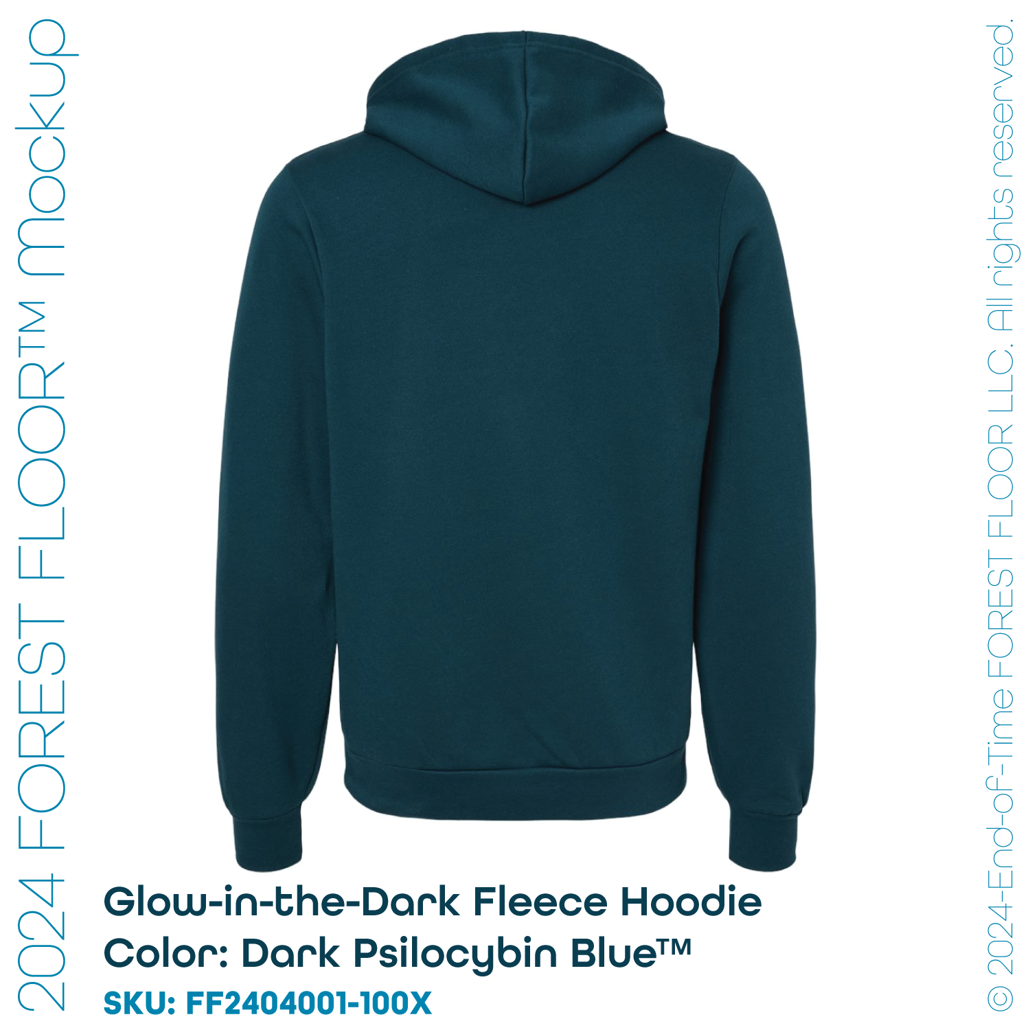 Men's / Unisex Psilocybin Blue™ Glow-in-the-Dark FOREST FLOOR Mandala Logo™ on Sponge Fleece Hooded Sweatshirt
