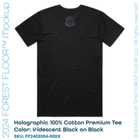 Holographic / Iridescent Foil FOREST FLOOR Mandala Logo™ on 100% Cotton Premium T-Shirt