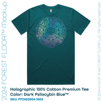 Holographic / Iridescent Foil FOREST FLOOR Mandala Logo™ on 100% Cotton Premium T-Shirt