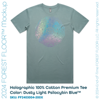 Holographic / Iridescent Foil FOREST FLOOR Mandala Logo™ on 100% Cotton Premium T-Shirt