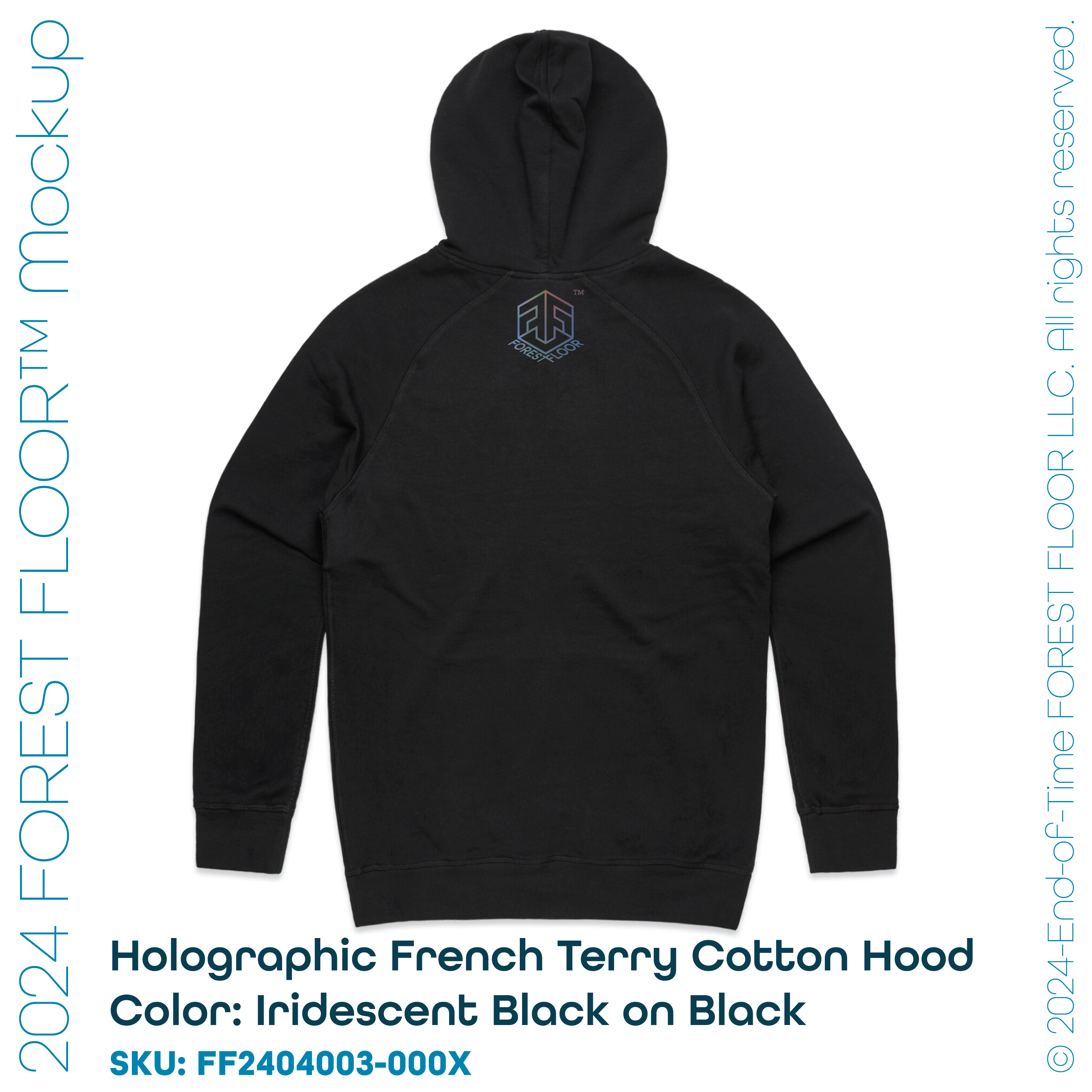 Holographic / Iridescent Foil FOREST FLOOR Mandala Logo™ on 100% Premium French Terry Cotton Hood