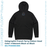 Holographic / Iridescent Foil FOREST FLOOR Mandala Logo™ on 100% Premium French Terry Cotton Hood