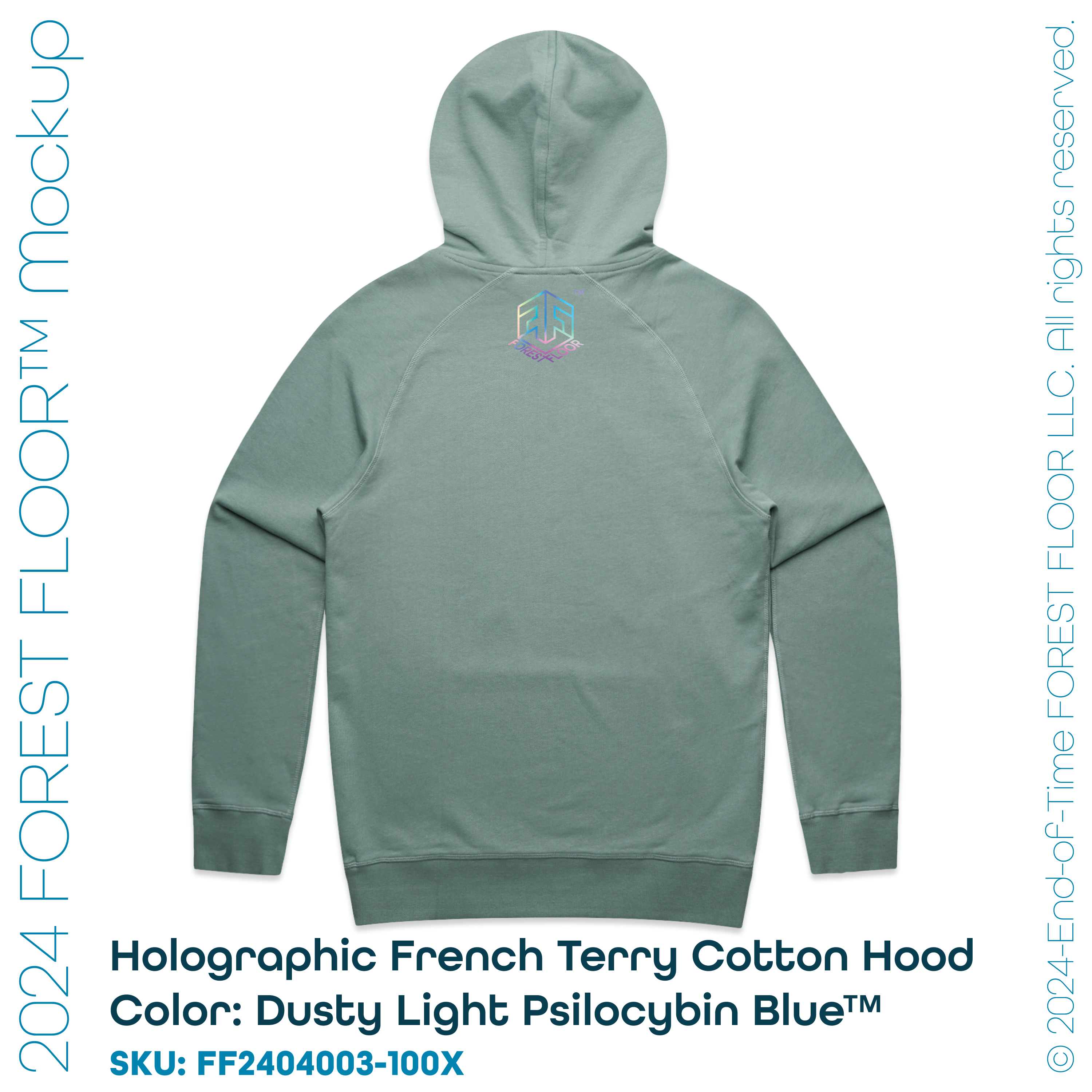 Holographic / Iridescent Foil FOREST FLOOR Mandala Logo™ on 100% Premium French Terry Cotton Hood