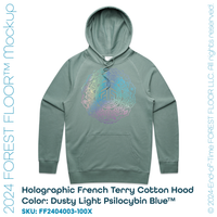 Holographic / Iridescent Foil FOREST FLOOR Mandala Logo™ on 100% Premium French Terry Cotton Hood