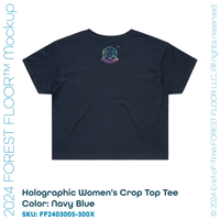 Holographic / Iridescent Foil FOREST FLOOR Mandala Logo™ on Woman’s 100% Cotton Premium Crop Top Tee
