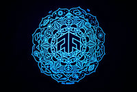 Women's Psilocybin Blue™ Glow-in-the-Dark FOREST FLOOR Mandala Logo™ on Cropped Sponge Fleece Hooded Sweatshirt
