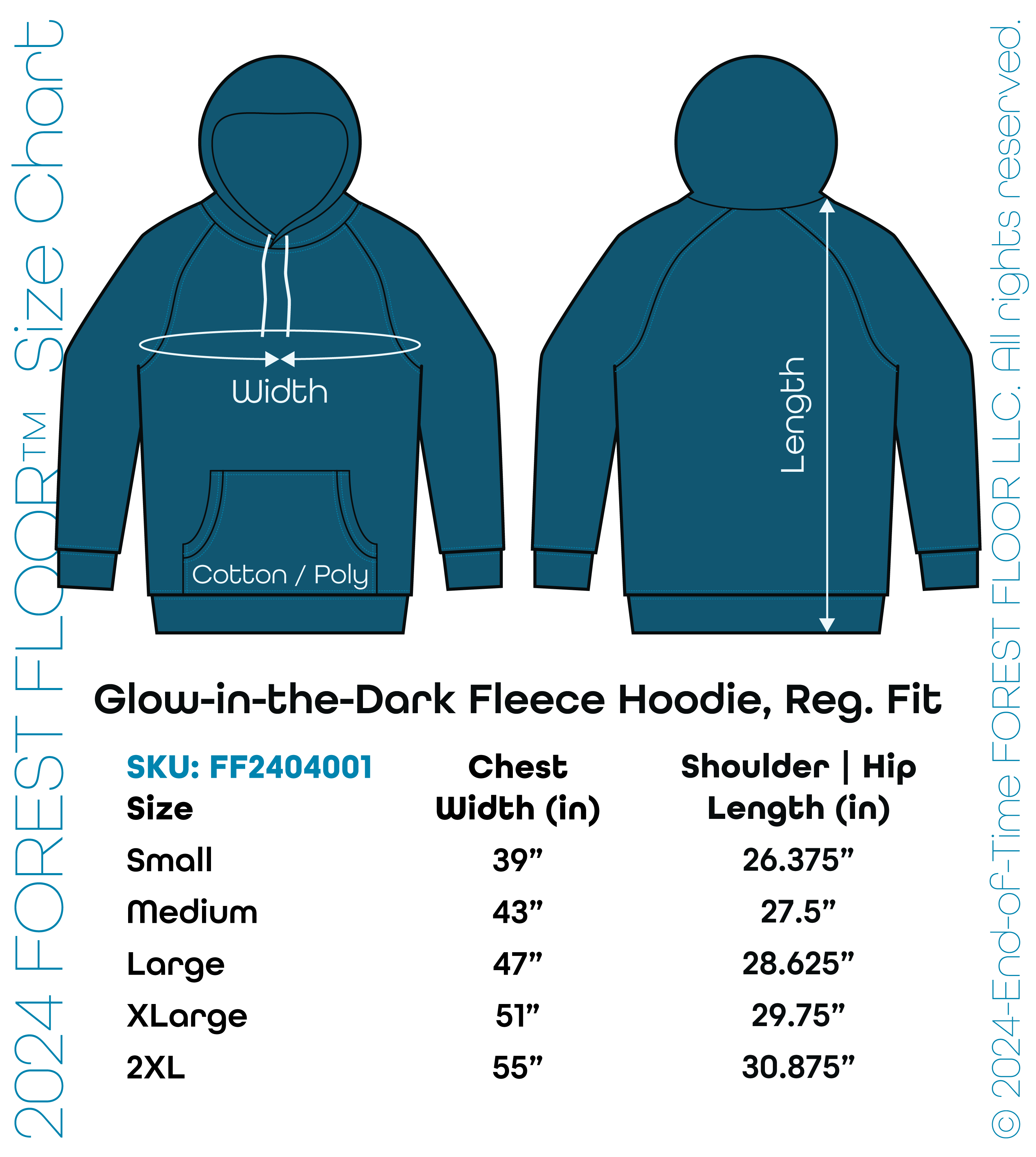 Men's / Unisex Psilocybin Blue™ Glow-in-the-Dark FOREST FLOOR Mandala Logo™ on Sponge Fleece Hooded Sweatshirt