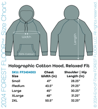 Holographic / Iridescent Foil FOREST FLOOR Mandala Logo™ on 100% Premium French Terry Cotton Hood