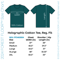 Holographic / Iridescent Foil FOREST FLOOR Mandala Logo™ on 100% Cotton Premium T-Shirt