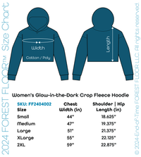 Women's Psilocybin Blue™ Glow-in-the-Dark FOREST FLOOR Mandala Logo™ on Cropped Sponge Fleece Hooded Sweatshirt
