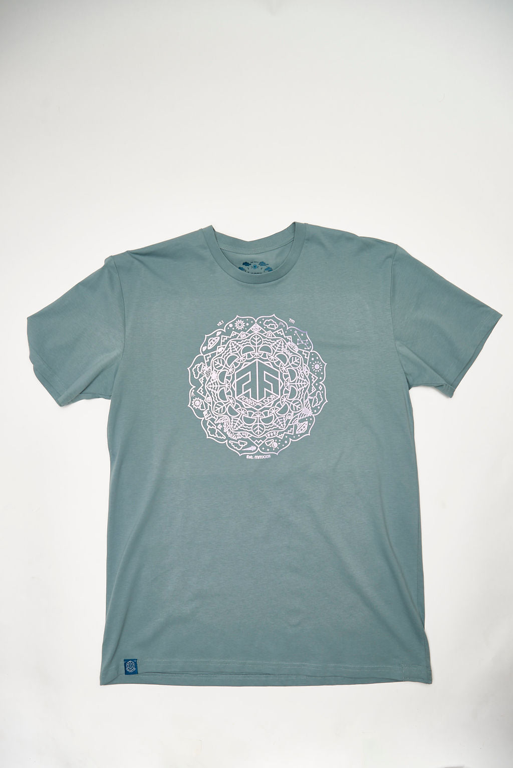 Holographic / Iridescent Foil FOREST FLOOR Mandala Logo™ on 100% Cotton Premium T-Shirt