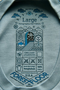 Holographic / Iridescent Foil FOREST FLOOR Mandala Logo™ on 100% Cotton Premium T-Shirt