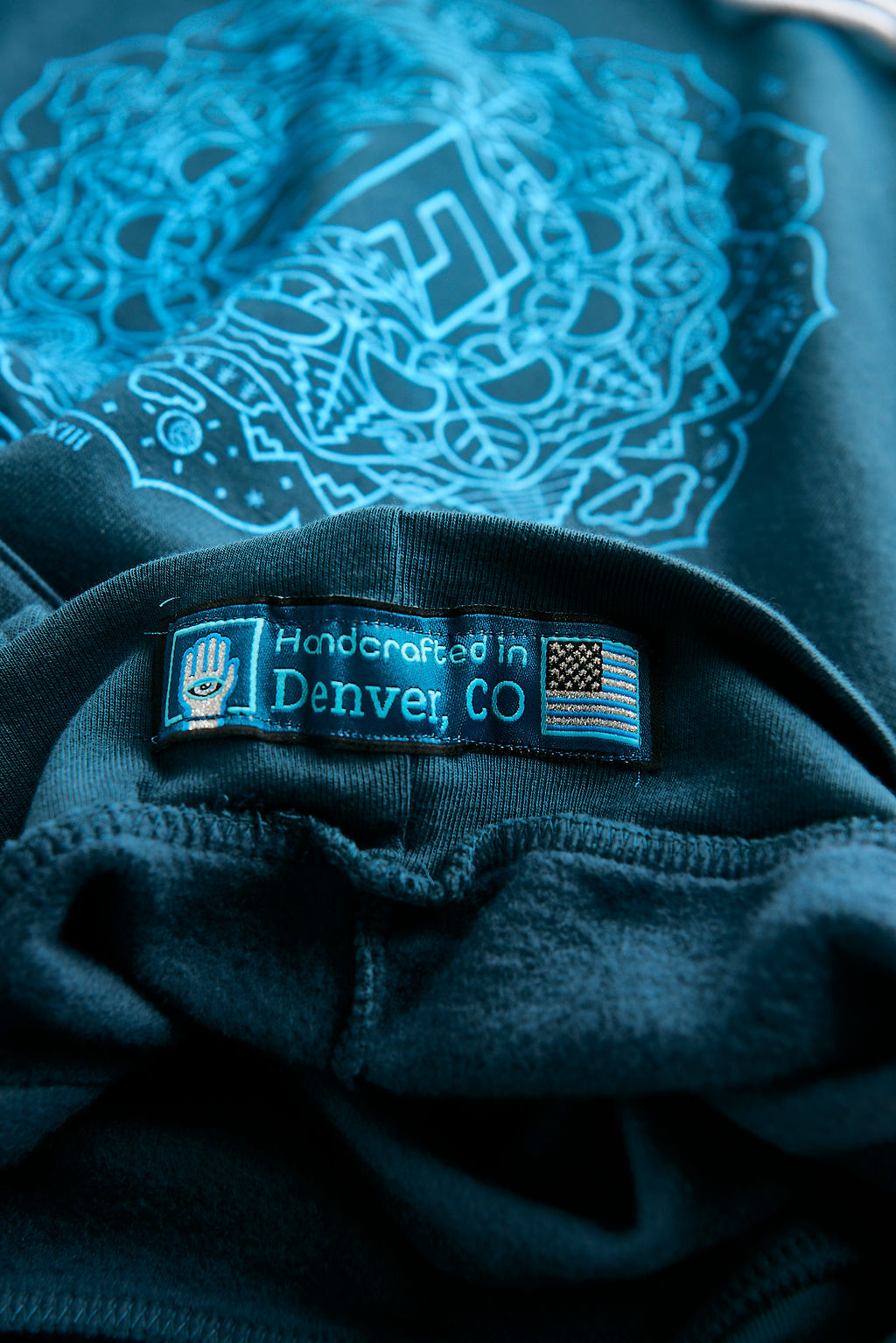 Men's / Unisex Psilocybin Blue™ Glow-in-the-Dark FOREST FLOOR Mandala Logo™ on Sponge Fleece Hooded Sweatshirt