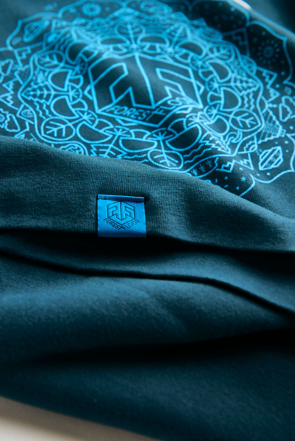 Men's / Unisex Psilocybin Blue™ Glow-in-the-Dark FOREST FLOOR Mandala Logo™ on Sponge Fleece Hooded Sweatshirt