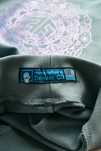 Holographic / Iridescent Foil FOREST FLOOR Mandala Logo™ on 100% Premium French Terry Cotton Hood