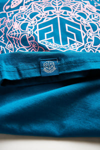 Holographic / Iridescent Foil FOREST FLOOR Mandala Logo™ on 100% Cotton Premium T-Shirt