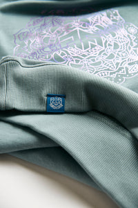 Holographic / Iridescent Foil FOREST FLOOR Mandala Logo™ on 100% Premium French Terry Cotton Hood