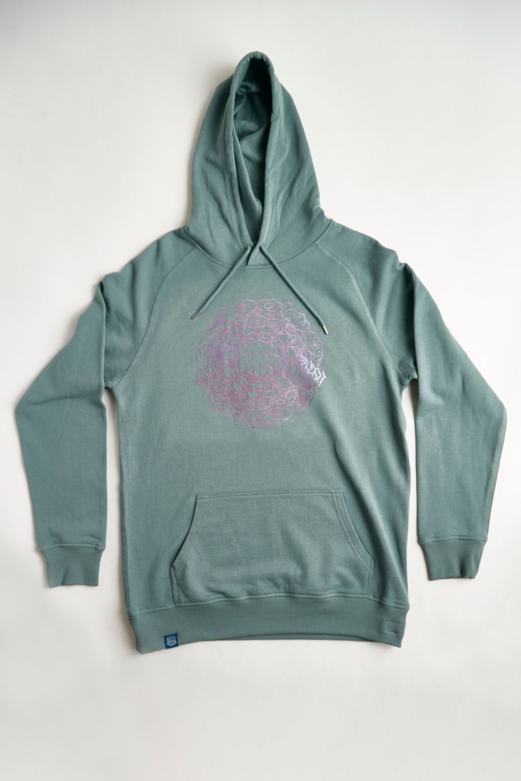 Holographic / Iridescent Foil FOREST FLOOR Mandala Logo™ on 100% Premium French Terry Cotton Hood