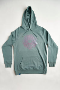 Holographic / Iridescent Foil FOREST FLOOR Mandala Logo™ on 100% Premium French Terry Cotton Hood