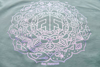 Holographic / Iridescent Foil FOREST FLOOR Mandala Logo™ on 100% Premium French Terry Cotton Hood