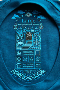Holographic / Iridescent Foil FOREST FLOOR Mandala Logo™ on 100% Cotton Premium T-Shirt