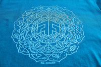 Psilocybin Blue™ Glow-in-the-Dark FOREST FLOOR Mandala Logo™ on 100% Cotton Tee
