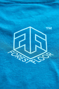 Psilocybin Blue™ Glow-in-the-Dark FOREST FLOOR Mandala Logo™ on 100% Cotton Tee