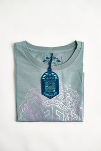 Holographic / Iridescent Foil FOREST FLOOR Mandala Logo™ on Woman’s 100% Cotton Premium Crop Top Tee