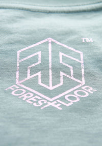 Holographic / Iridescent Foil FOREST FLOOR Mandala Logo™ on Woman’s 100% Cotton Premium Crop Top Tee