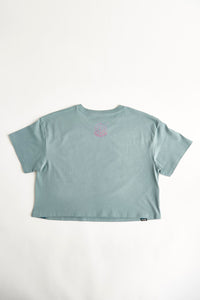 Holographic / Iridescent Foil FOREST FLOOR Mandala Logo™ on Woman’s 100% Cotton Premium Crop Top Tee
