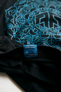 "Reverse-Anti-Tie-Dye-Tri Tee" Psilocybin Blue™ FOREST FLOOR Mandala Logo™ on Triblend T-Shirt