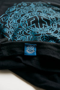 "Reverse-Anti-Tie-Dye-Tri Tee" Psilocybin Blue™ FOREST FLOOR Mandala Logo™ on Triblend T-Shirt