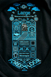 "Reverse-Anti-Tie-Dye-Tri Tee" Psilocybin Blue™ FOREST FLOOR Mandala Logo™ on Triblend T-Shirt