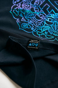 Holographic / Iridescent Foil FOREST FLOOR Mandala Logo™ on Woman’s 100% Cotton Premium Crop Top Tee