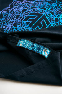 Holographic / Iridescent Foil FOREST FLOOR Mandala Logo™ on Woman’s 100% Cotton Premium Crop Top Tee