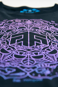 Holographic / Iridescent Foil FOREST FLOOR Mandala Logo™ on Woman’s 100% Cotton Premium Crop Top Tee