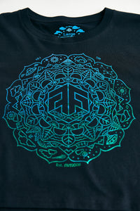Holographic / Iridescent Foil FOREST FLOOR Mandala Logo™ on Woman’s 100% Cotton Premium Crop Top Tee