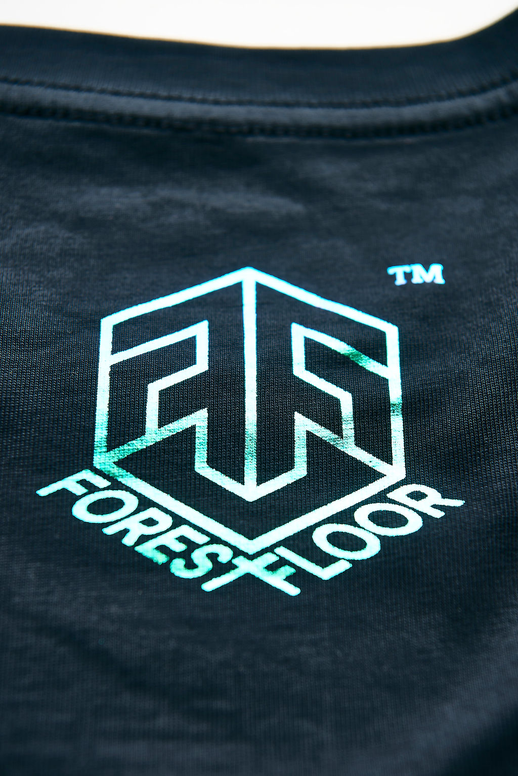 Holographic / Iridescent Foil FOREST FLOOR Mandala Logo™ on Woman’s 100% Cotton Premium Crop Top Tee